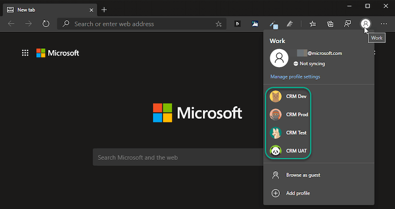 Login Multiple CRM Accounts In Microsoft Edge